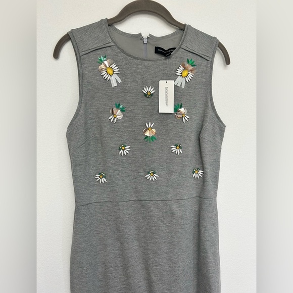 NWT Banana Republic Sleeveless Gray Knit Beaded Pineapple Dress Size 6​ - Picture 3 of 9